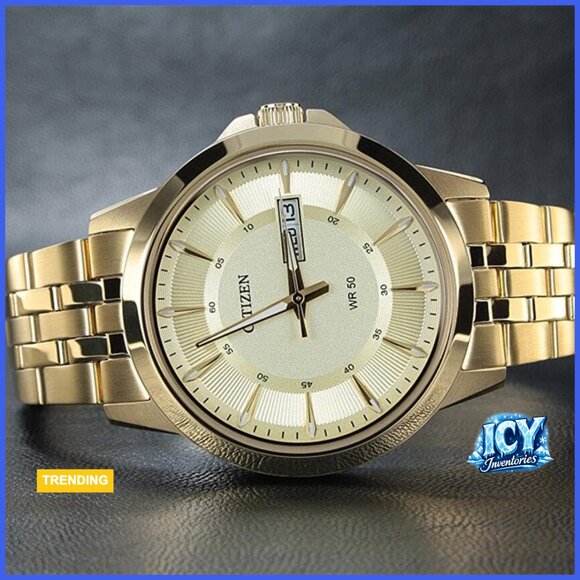 Stainless Steel Gold-Tone Watch, Quartz Movement, Water Resistant - Picture 3 of 6